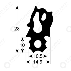 Horeca Parts - Profil těsnění dveří 2733 délka 760 mm šířka 470 mm velikost klínu - konvektomat Rational, Ascaso Factory, Frima ( 5012477, 20.02.552P, 2002552P, 902337 )