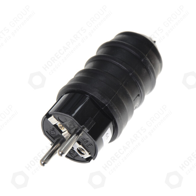 Horeca Parts - Zástrčka Schuko ( černá ) IP44, 16A nárazuvzdorná, typ F 230V