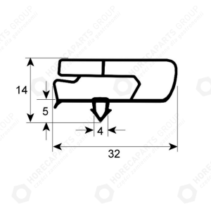 Horeca Parts - Chladicí těsnění PROFIL 9797 délka 1500 mm šířka 610 mm rozměr klínu - chladicí zařízení Fagor ( G629600 )