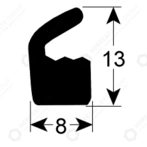 Horeca Parts - Garnitură pentru mașină de ambalat 8x13mm lățime 8mm înălțime 13mm - Henkelman packer (0320210) - vă rugăm să rețineți garnitura pe metru, prețul este pentru 1 metru