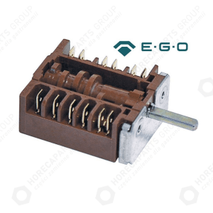 Horeca Parts - Przełącznik krzywkowy 7 pozycyjny sekwencja 0-1-2-3-4-5-6 16A 1NO 2CO 6x4,6mm dł. mocowania 23mm podł. męskie 6,3mm plastik