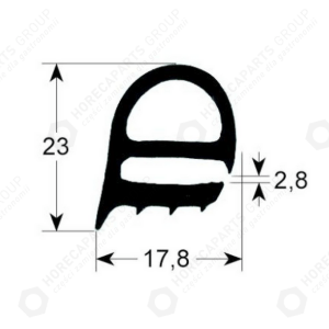 Horeca Parts - Dveřní těsnicí profil 2230 délka 485 mm šířka 470 mm vnější rozměr - sporák Küppersbusch ECD106 (RIO482, 50120703, 900052, 76-50120704, 407459, RX24390379, 3186156)