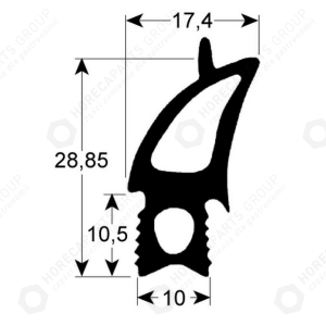 Horeca Parts - Dveřní těsnění profil 2730 délka 780 mm šířka 470 mm rozměr klínu - Rational trouba (RIO517, 809562, RT51051021, 51051021, 51051021P, 900291, 3186426, OSE02)