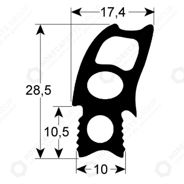 Horeca Parts - Türdichtungsprofil 2731 Länge 500mm Breite 470mm Keilgröße - Rational Ofen (G900260 900.260)