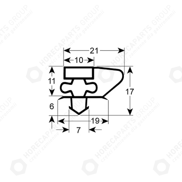 Horeca Parts - Uszczelka chłodnicza SZER. 225mm L 395mm rozmiar wtyku- Horeca-Select, Makro-Professional, MCC-Trading-International, Metro-Professional, Yindu