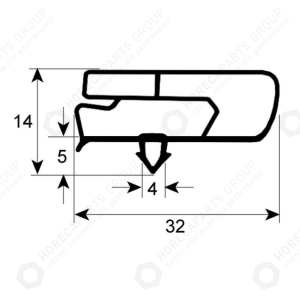 Horeca Parts - Chladicí těsnicí profil 9797 délka 560 mm šířka 365 mm rozměr klínu - Coreca, Fagor (12038156, 6045010119, BU.349, 901164, 00020453)