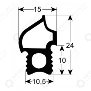 Horeca Parts - Uszczelka drzwi profil 2717 szer. 460mm wys. 760mm wymiar wg klina - Piece Convotherm (7119772, 7056340)