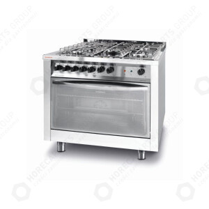 Horeca Parts - Gasherd 5 Brenner mit Elektro-Konvektionsbackofen und Grill Hendi 226254