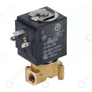 Horeca Parts - 24 VAC electrovalvă cu 2 căi, conexiune 1/8", lungime 32 mm, temp. -10°C până la 155°C - Sirai