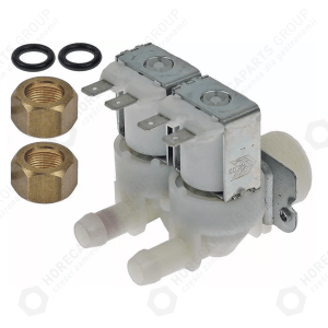 Horeca Parts - Elektrozawór podwójny prosty, plastikowy, 230VAC, wlot 3/4", max 90°C, przepływ 0,32–0,42 l/min - ELBI