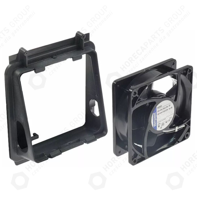 Horeca Parts - Chladicí ventilátor - 230V 19/18W D 119mm Š. 119mm V 38mm konektor 2,8mm plochá zástrčka s otvorem