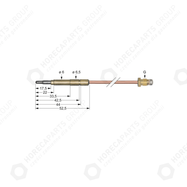 Horeca Parts - Thermocouple M8x1 length 850mm connection to burner diameter 6mm(6.5mm)