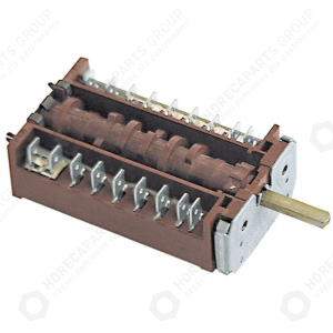 Horeca Parts - Comutator cu came 10 poziții secvență 0-1-2-3-4-5-6-7-8-9 8A 6NO 1CO 6x4,6mm lungime montaj 23mm male 6,3mm plastic - aragaz electric Giga, Lozamet (345666)