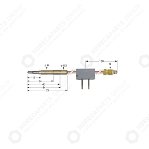 Horeca Parts - Thermocouple with interrupter M9x1 length 600mm connection to burner diameter 6mm