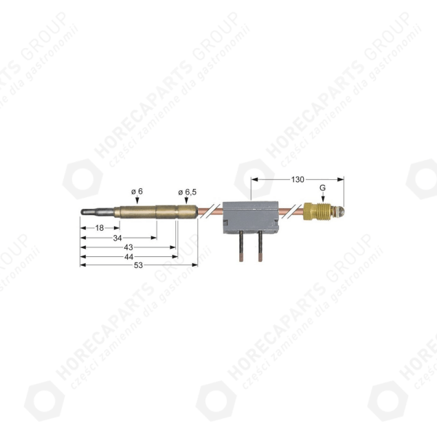 Horeca Parts - Termočlánek s přerušovačem M9x1 délka 600mm připojení hořáku průměr 6mm