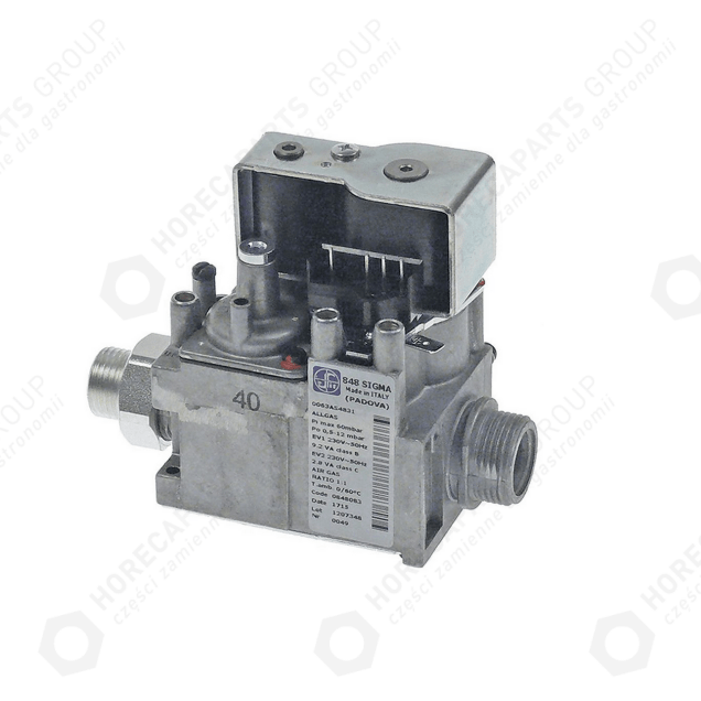 Horeca Parts - Gasventil Typ 0848083 Gaseingang 3/4″ Gasausgang 3/4″ mit Reduzierung 1/2“ - 3/4“