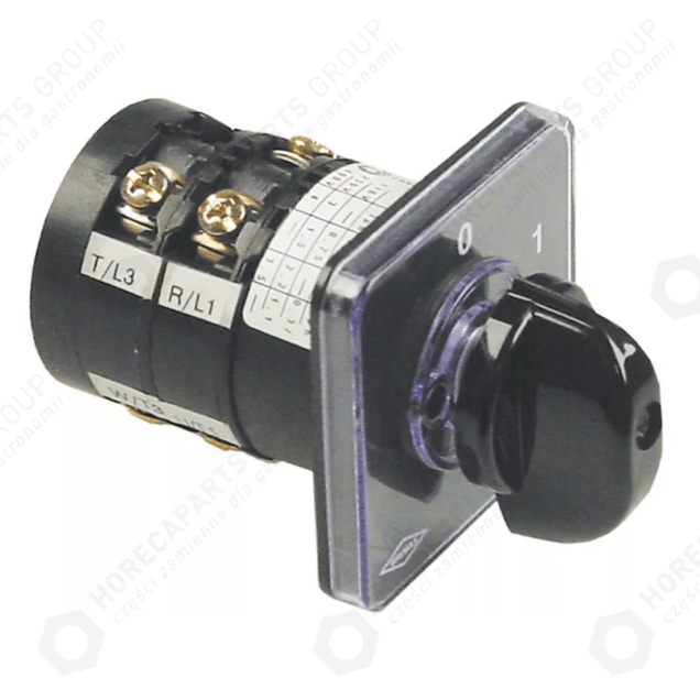 Horeca Parts - Przełącznik obrotowy krzywkowy 2 pozycyjny 0-1 3-biegunowy typ CA0120003 380V 12A 5x5mm