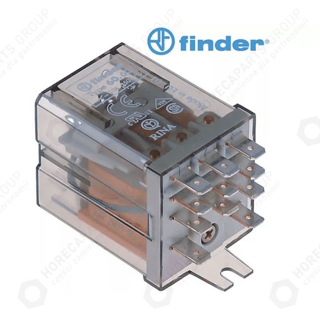 Horeca Parts - Napájecí relé FINDER 230VAC 10A 3CO připojení Plochá zástrčka 4,8 mm montážní jazýček