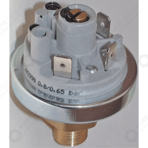 Horeca Parts - Tlakový spínač s přípojkou 1/4“, průměr 45 mm, vertikální tlaková přípojka, pro regulaci páry