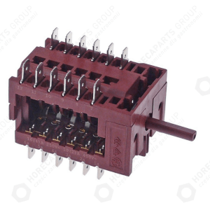 Horeca Parts - Nockenschalter 7 Betriebsstellungen 12NO Sequenz 0-1-2-3-4-5-6 16A Welle ø 6x4.6mm - Geschirrspüler