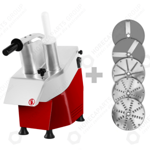 Horeca Parts - Elektryczna krajalnica do warzyw - 550 W - czerwona - włącznie z 5 tarczami do krojenia - GGM Gastro (GEH5R)