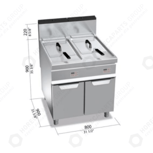 Horeca Parts - Frytkownica gazowa - 18+18 litrów (28 kW) - sterowanie elektryczne - GGM Gastro (GFB899TE-18+18)