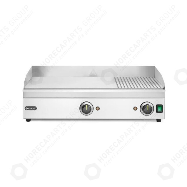 Horeca Parts - Grill plate w ⅓ ribbed, HENDI, Kitchen Line, 2/3 smooth, 1/3 fluted, 220-240V/3500W, 697x474x(H)241mm