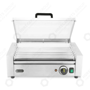 Horeca Parts - Podgrzewacz rolkowy do parówek jednostrefowy, z energooszczędną pokrywą, HENDI, 7 rolek, 230V/620W, 566x375x(H)259mm