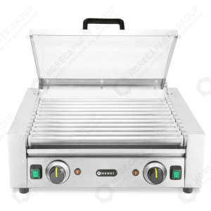 Horeca Parts - Podgrzewacz rolkowy do parówek dwustrefowy, z energooszczędną pokrywą, HENDI, 11 rolek, 230V/980W, 566x527x(H)259mm