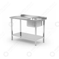 Horeca Parts - Masă cu chiuvetă cu 1 vas și raft - cu șurub, adâncime 600 mm, HENDI, Budget Line, chiuvetă dreapta, 1000x600x(H)850mm