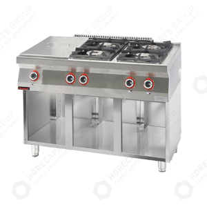 Horeca Parts - Plynový sporák s varnou deskou kromet- 700.KG-4/I-400.S