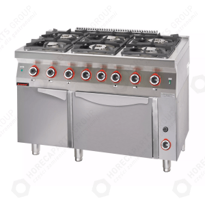 Horeca Parts - Plynový sporák s plynovou troubou kromet - 900.KG-6/PG