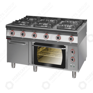 Horeca Parts - Plynový sporák s elektrickou troubou - 900.KG-6PE/T
