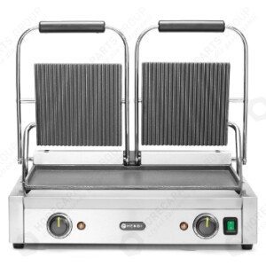 Horeca Parts - Grill kontaktowy podwójny, HENDI, góra ryflowana , dół gładki, 230V/3600W, 570x370x(H)210mm