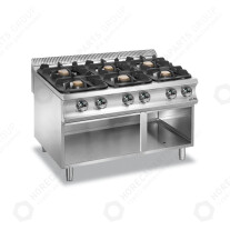 Horeca Parts - Gas range MBM  with new 7 kW and 11 kW Flex Burners, on a three-sided base - code G6A98XXL