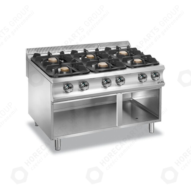 Horeca Parts - Gas range MBM  with new 7 kW and 11 kW Flex Burners, on a three-sided base - code G6A98XXL