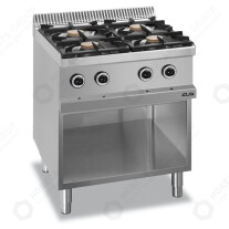 Horeca Parts - Gasherd MBM mit Brennern Flex Burners 4x 7 kW, mit offenem Untergestell, Linie 700 - Code MG7G4A77XL